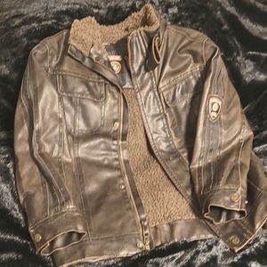 Kids leather bomber jacket